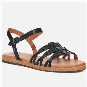 Women’s Ugg Larisa Black Leather Summer Sandals with Buckle